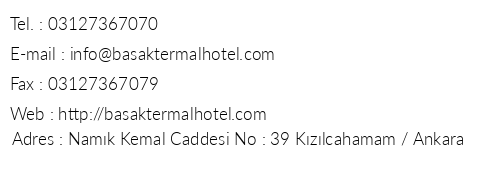 Baak Termal Hotel telefon numaralar, faks, e-mail, posta adresi ve iletiim bilgileri